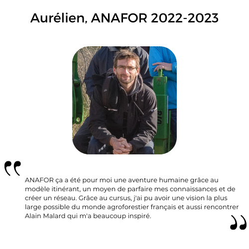 Témoignage d'Aurélien ayant participé à la formation ANAFOR en 2022-2023.